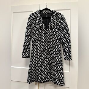 DM New York Black & White Polka Dot A-Line Coat – Size sm